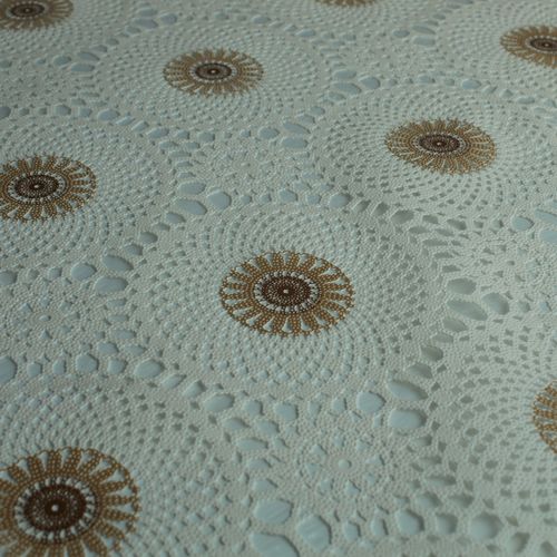 Toalha De Mesa Rendada Bordado Flores Bege
