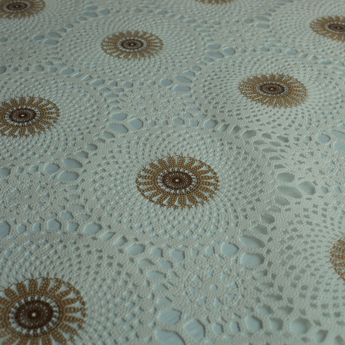 Toalha De Mesa Rendada Bordado Flores Bege