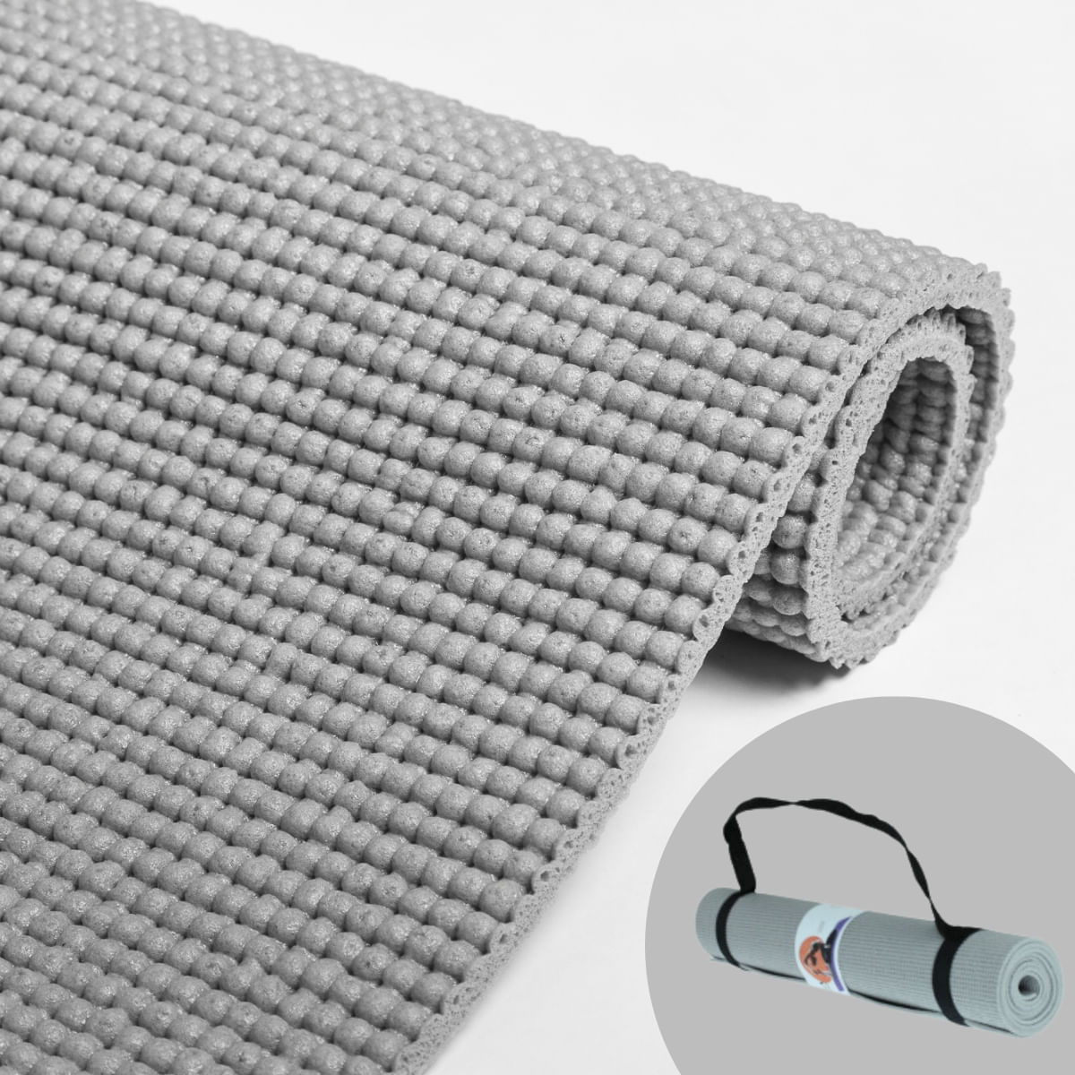 Tapete Yoga Com Alca Cinza 1.85mX61cm