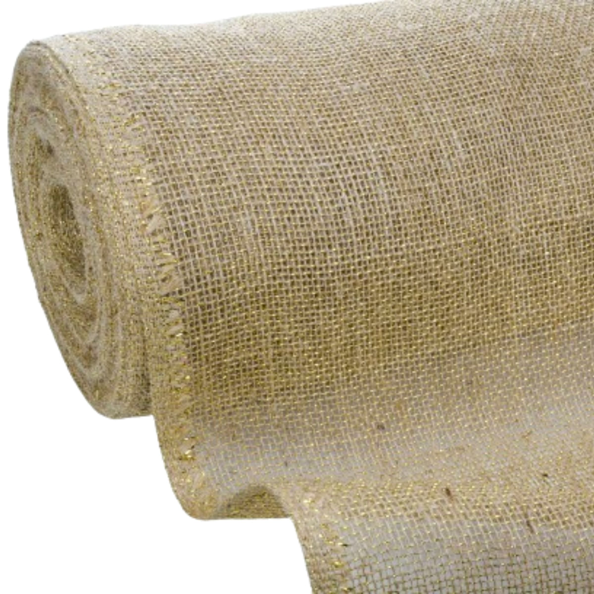 Tela De Juta Natural Aberta Com Fio Dourado