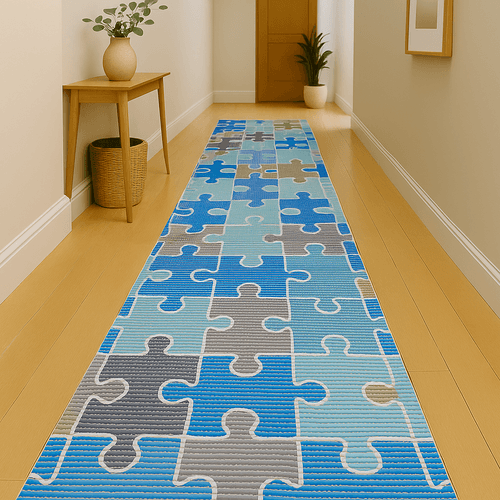Passadeira Soft Decor Quebracabeca Az