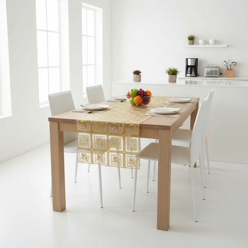 Trilho De Mesa Metalizado Dourado Mod420A