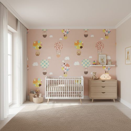 Papel De Parede Vinilico Balao Magico Rosa