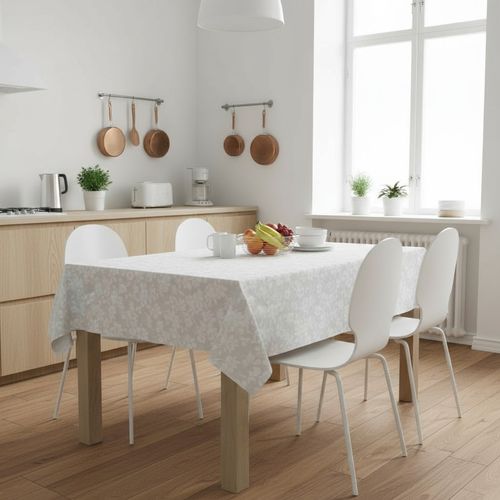 Toalha De Mesa Termica Flora Perolizada Perola