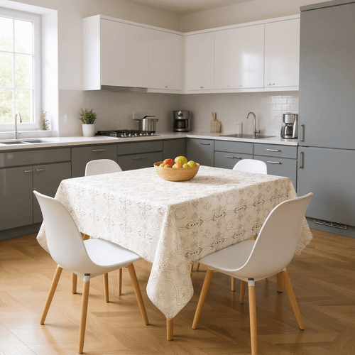 Toalha De Mesa Rendada Bege Mod019-1