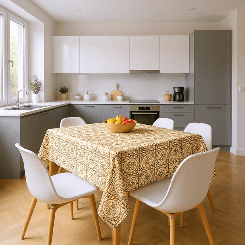 Toalha De Mesa Rendada Dourada Mod001