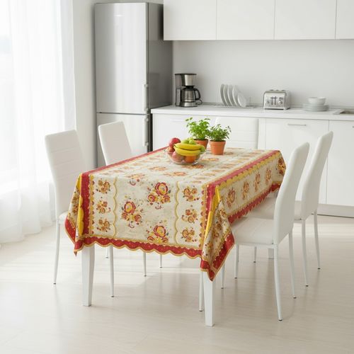 Toalha De Mesa Metalizada Flores Vm