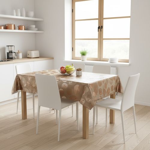 Toalha De Mesa Metalizada Bronze Mod8052c