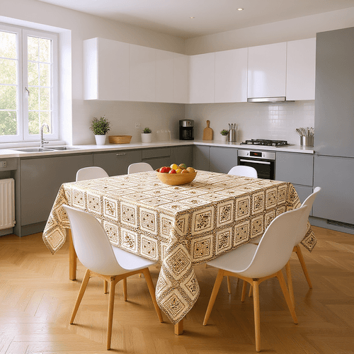 Toalha De Mesa Rendada Dourada Mod009
