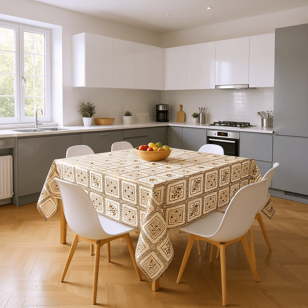 Toalha De Mesa Rendada Dourada Mod009