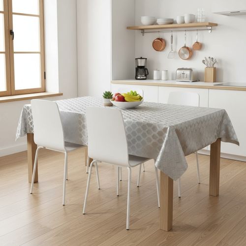 Toalha De Mesa Metalizada Prata Mod7191c