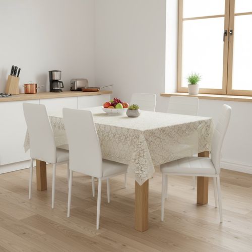 Toalha De Mesa Rendada Bege Mod036-1