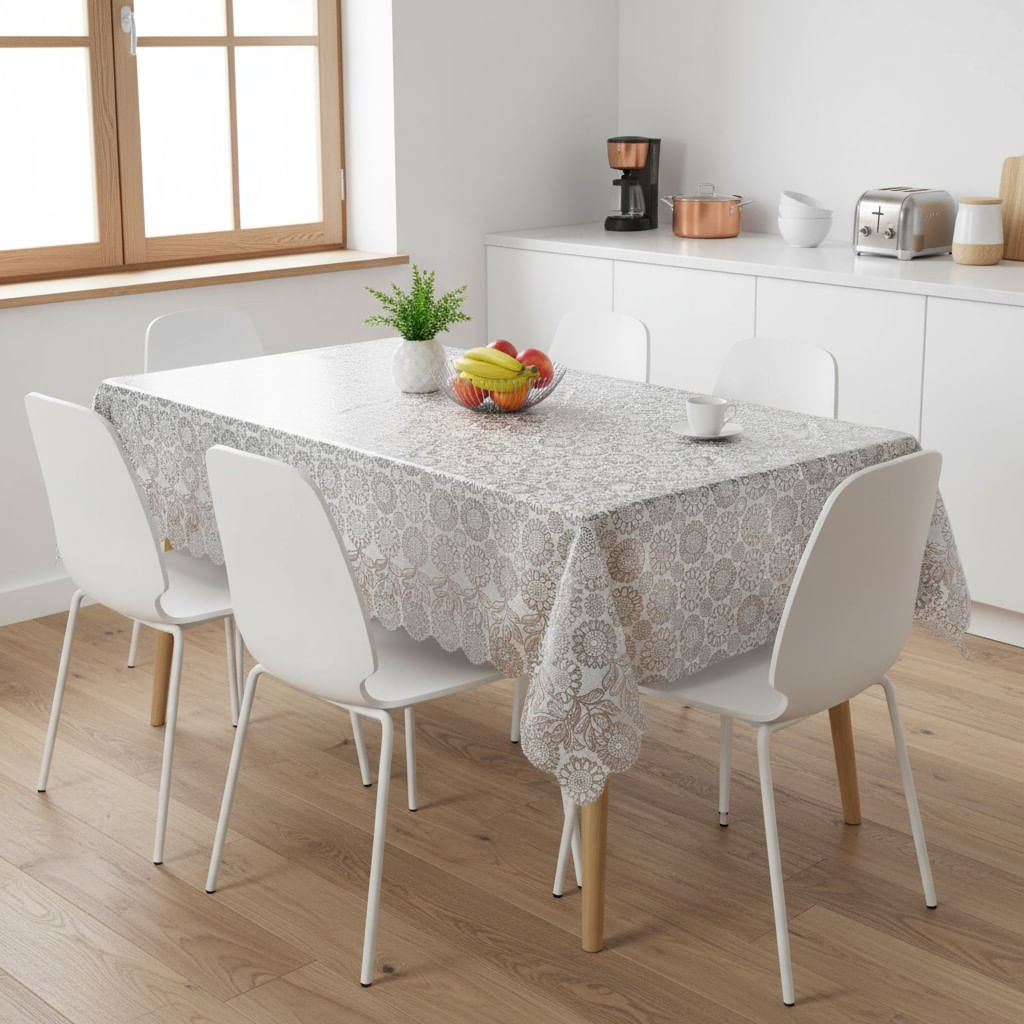 Toalha De Mesa Rendada Prata Mod008